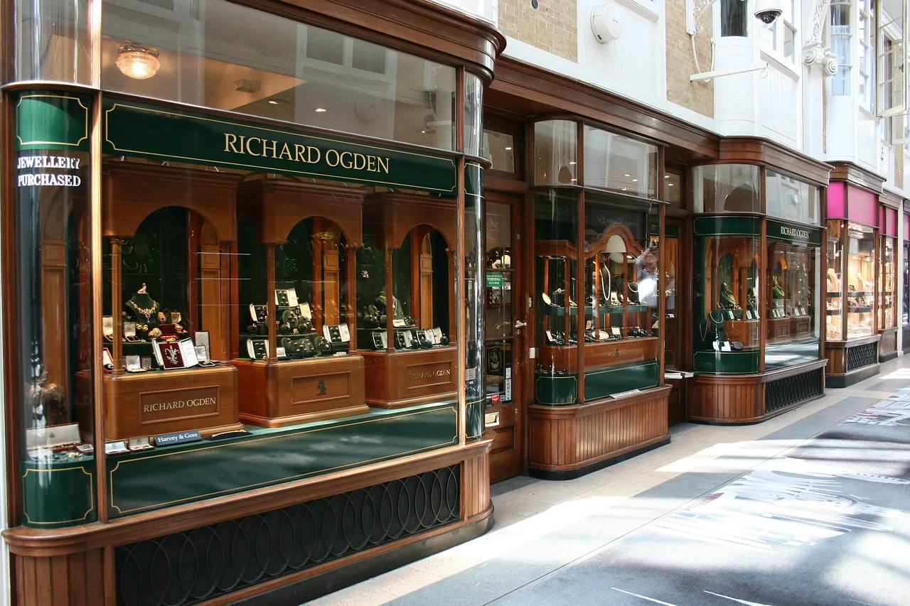 Shopfronts inside Burlington Arcade in Mayfair, London