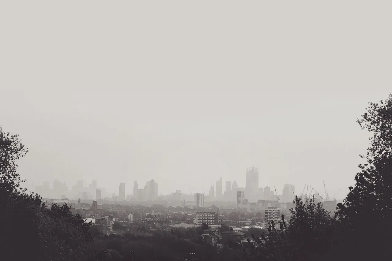 View over the London skyline from Hampstead Heath